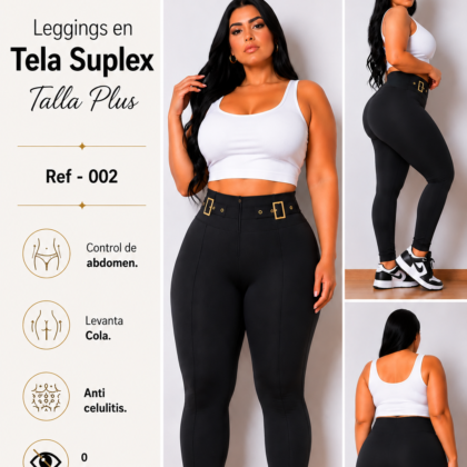 Leggins de doble hebilla doradas - Ref 002 Talla Plus