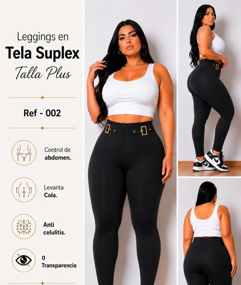 Leggins de doble hebilla doradas - Ref 002 Talla Plus