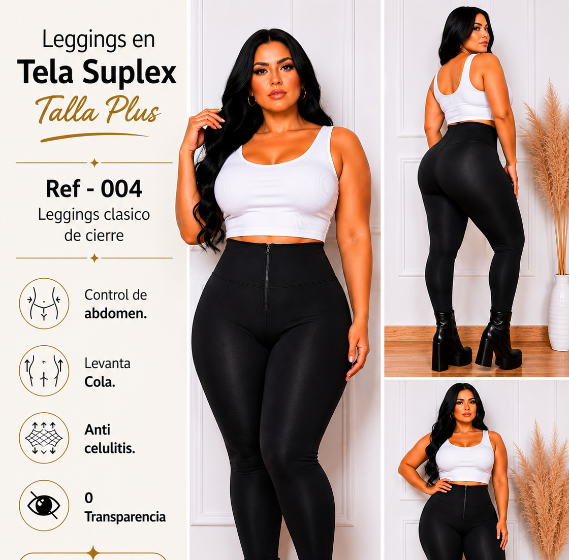 Leggins clasico de cierre - Ref 004 Talla Plus