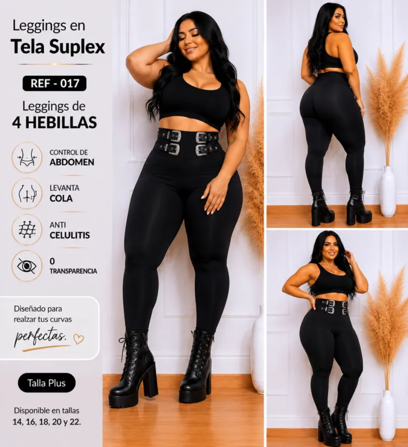 Leggins de cuatro hebillas - Ref 017 Talla Plus