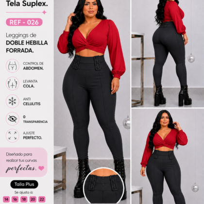 Leggins de cuatro hebillas forradas - Ref 026 Talla Plus