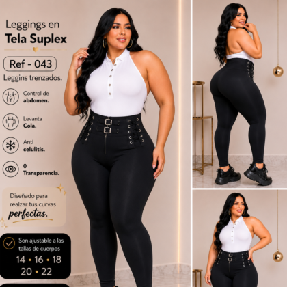 Leggins de trenzado lateral y hebillas - Ref 043 Talla Plus