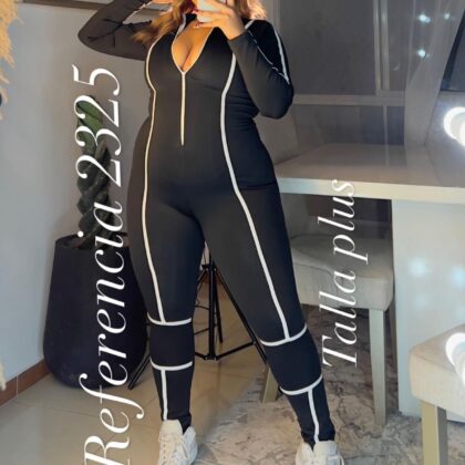 Enterizo todo largo de lineas blancas - Ref 2325 Talla Plus