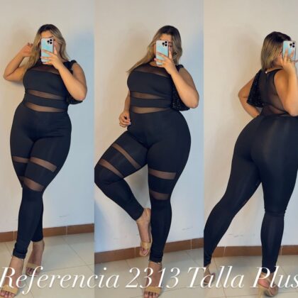 Enterizo de corte inclinados de malla tex - Ref 2313 Talla Plus