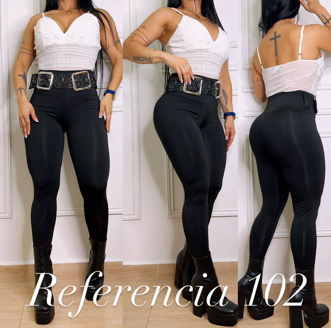 Leggins de hebillas y correas de pedreria - Ref 102