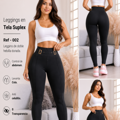 Leggins de doble hebilla dorada - Ref 002