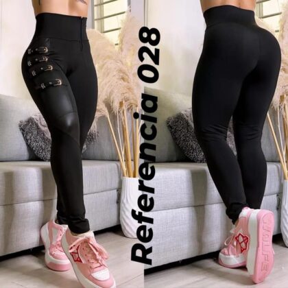 Leggins de cuatro hebillas con efecto cuero - Ref 028
