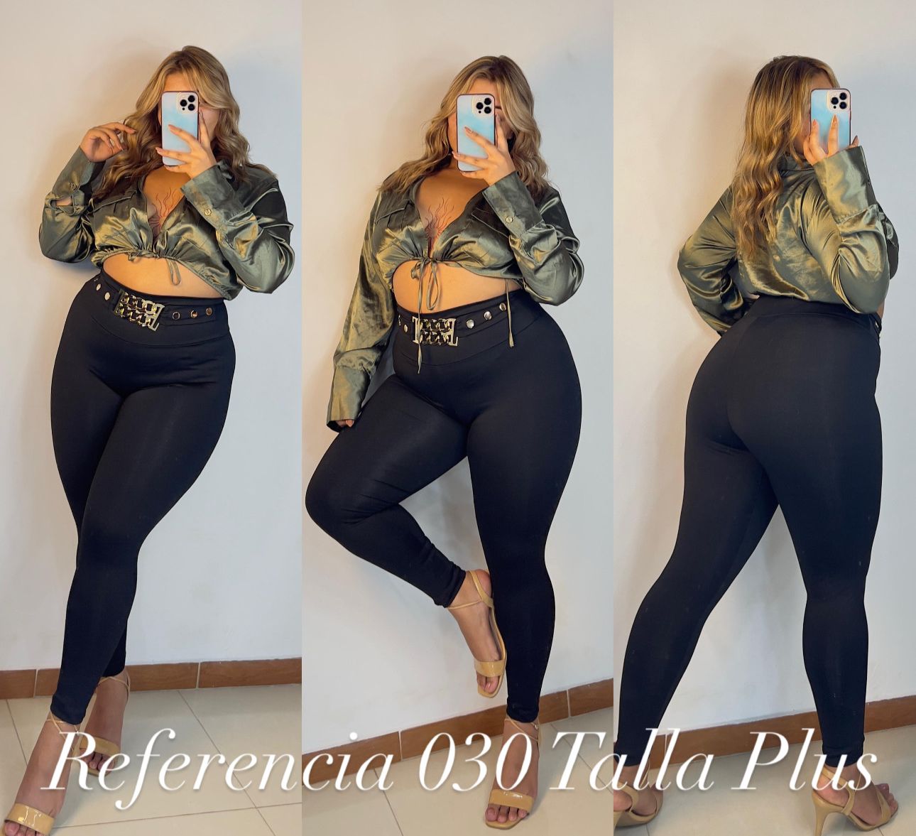 Leggins con hebillas doradas y botones - Ref 030 Talla Plus