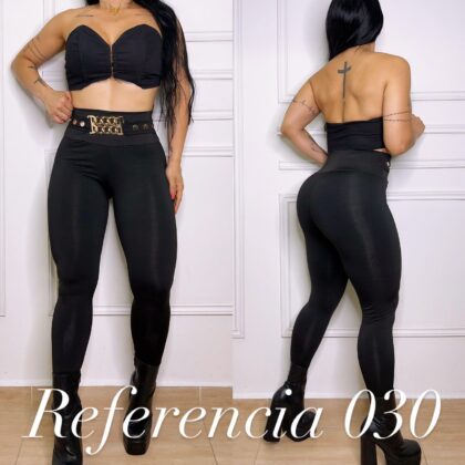 Leggins de correa dorada con botones - Ref 030