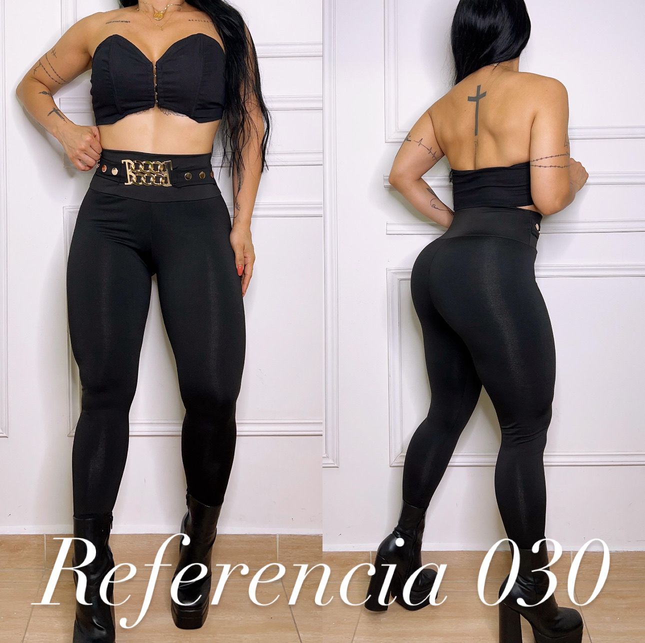 Leggins de correa dorada con botones - Ref 030