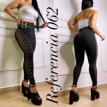 Leggins con malla hebillas y ojal - ref 062