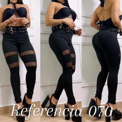 Leggins con malla, Argolla y hebillas - Ref 070