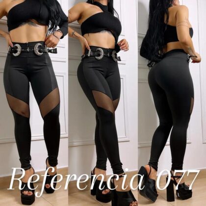 Leggins con hebillas, shinzado y malla tex - Ref 077