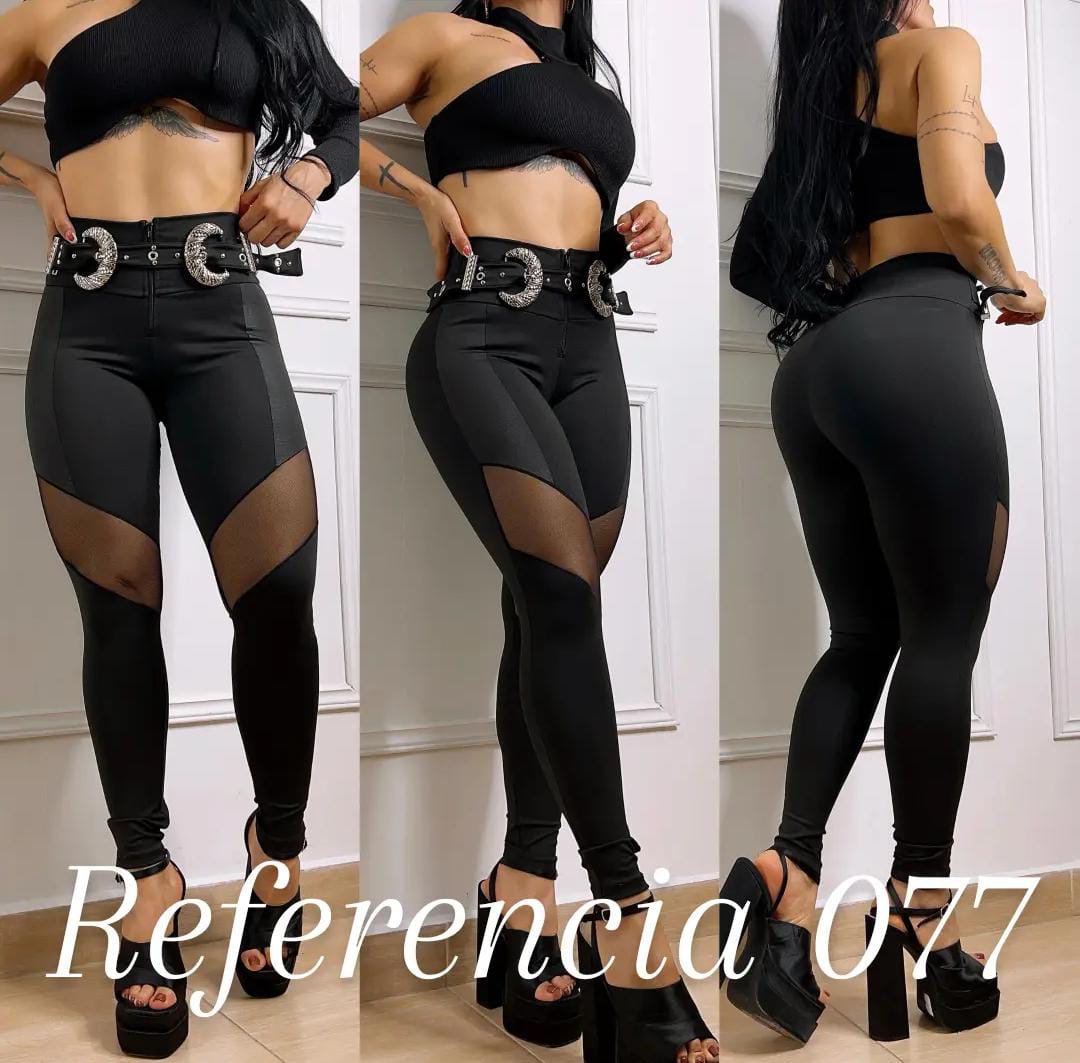 Leggins con hebillas, shinzado y malla tex - Ref 077