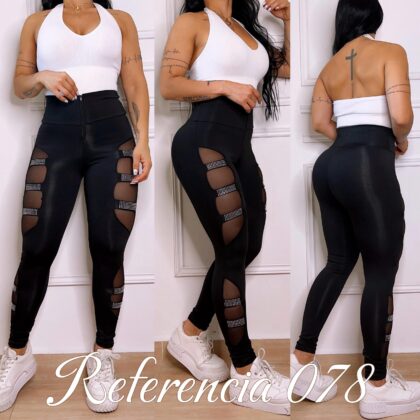 Leggins con pedrería y malla tex - Ref 078