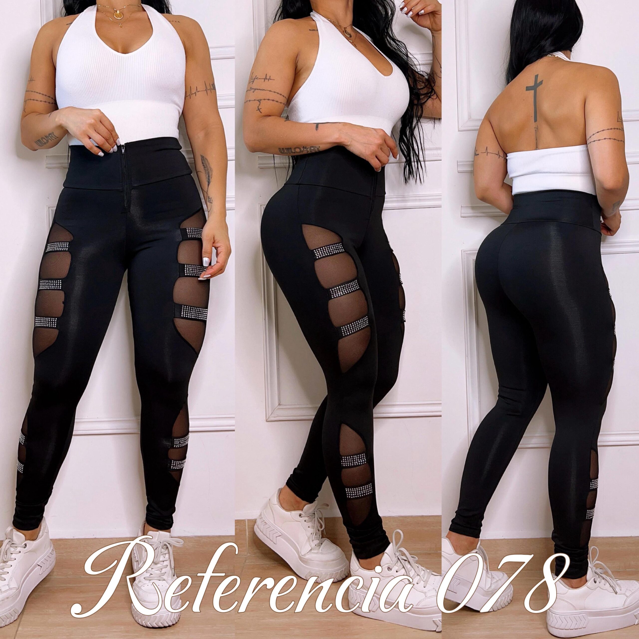 Leggins con pedrería y malla tex - Ref 078
