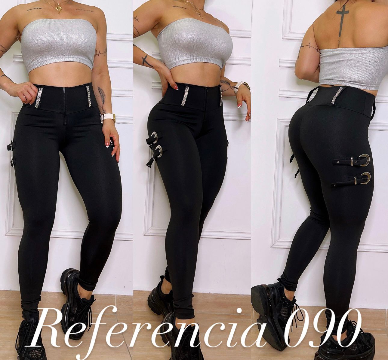 Leggins de pasadores de pedreria y hebillas - Ref 090