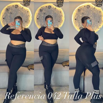 Leggins con pretina cruzada de pedreria - Ref 042 Talla Plus