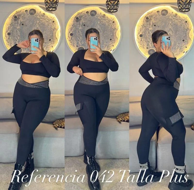 Leggins con pretina cruzada de pedreria - Ref 042 Talla Plus