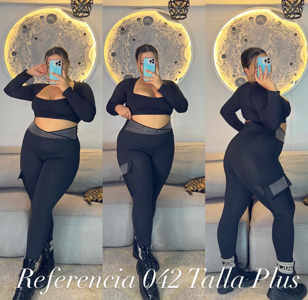 Leggins con pretina cruzada de pedreria - Ref 042 Talla Plus
