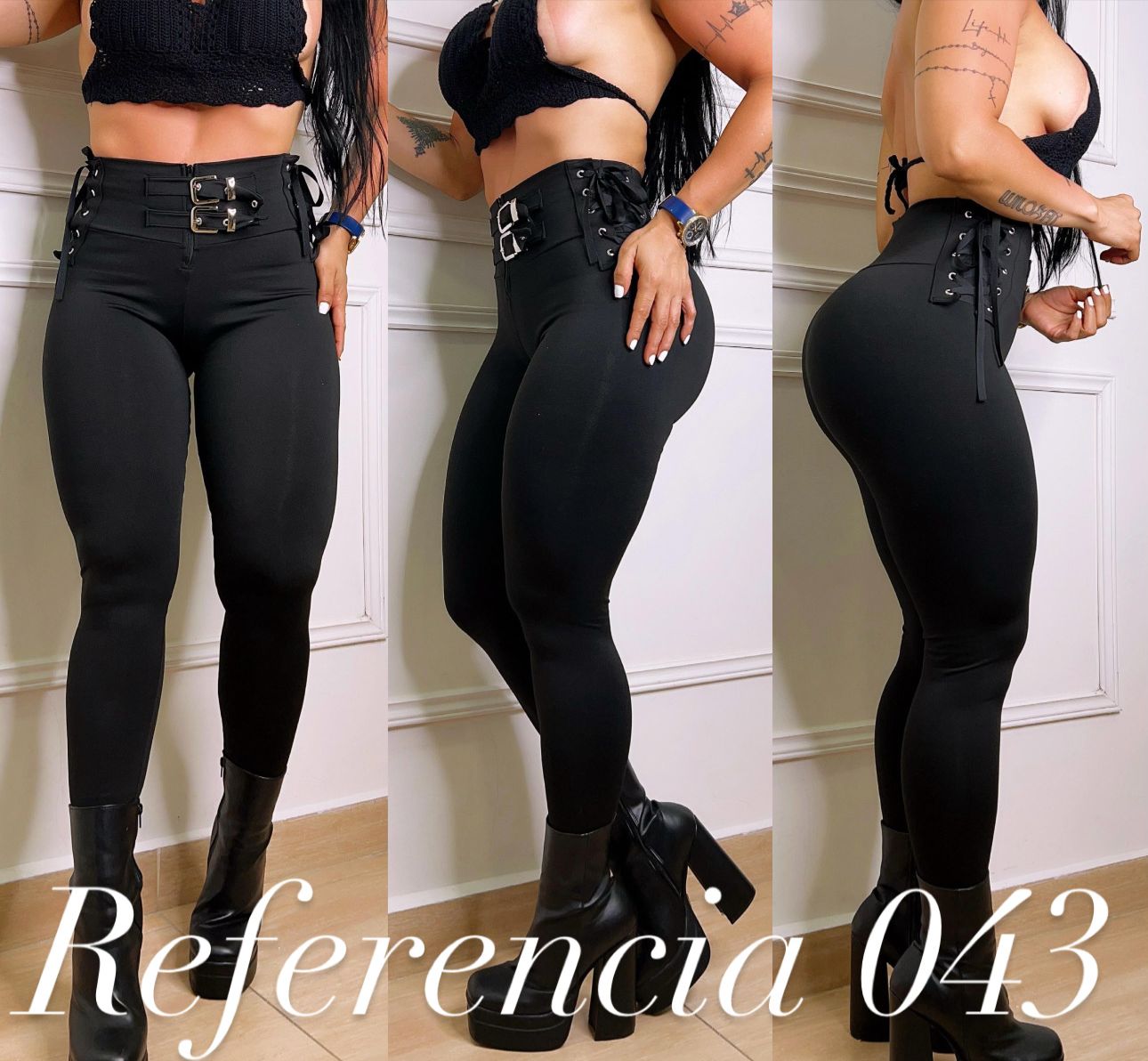 Leggins con doble hebilla y trenzados - Ref 043