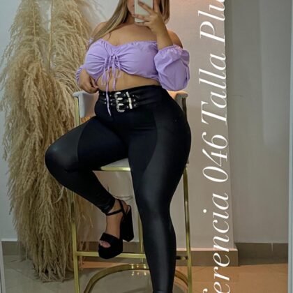 Leggins con efecto cuero y suplex tres hebillas - Ref 046 Talla Plus