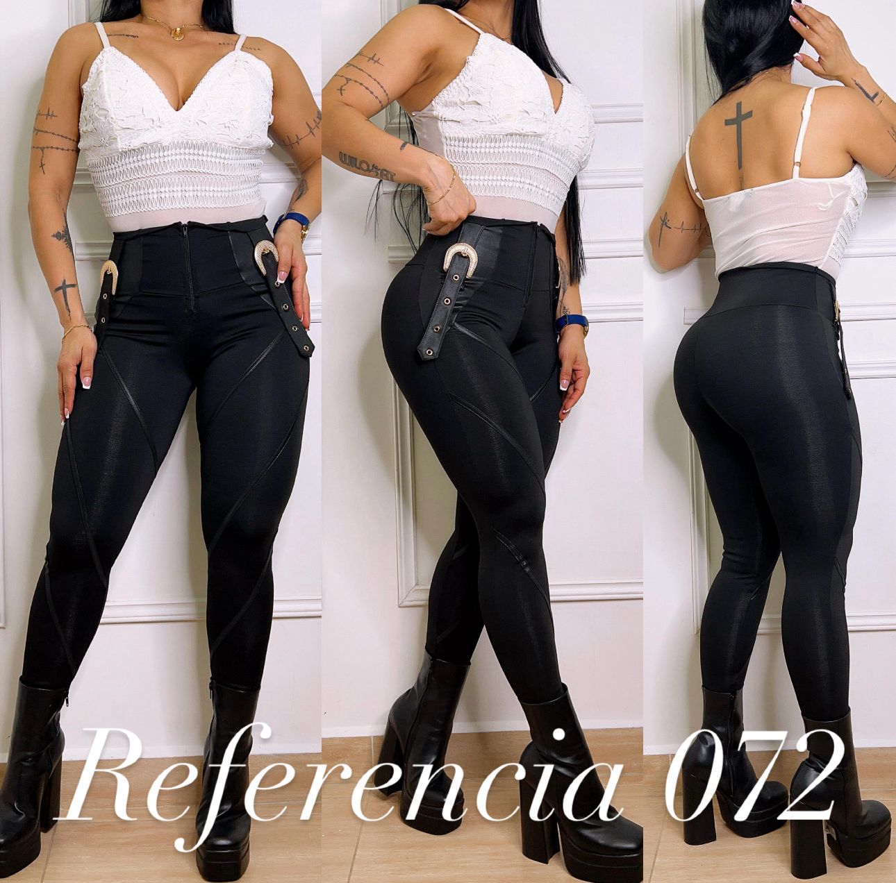 Leggins con hebillas y efecto cuero - Ref 072