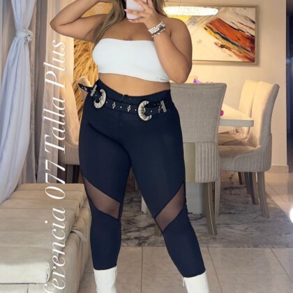Leggins doble hebilla con malla - Ref 077 Talla Plus