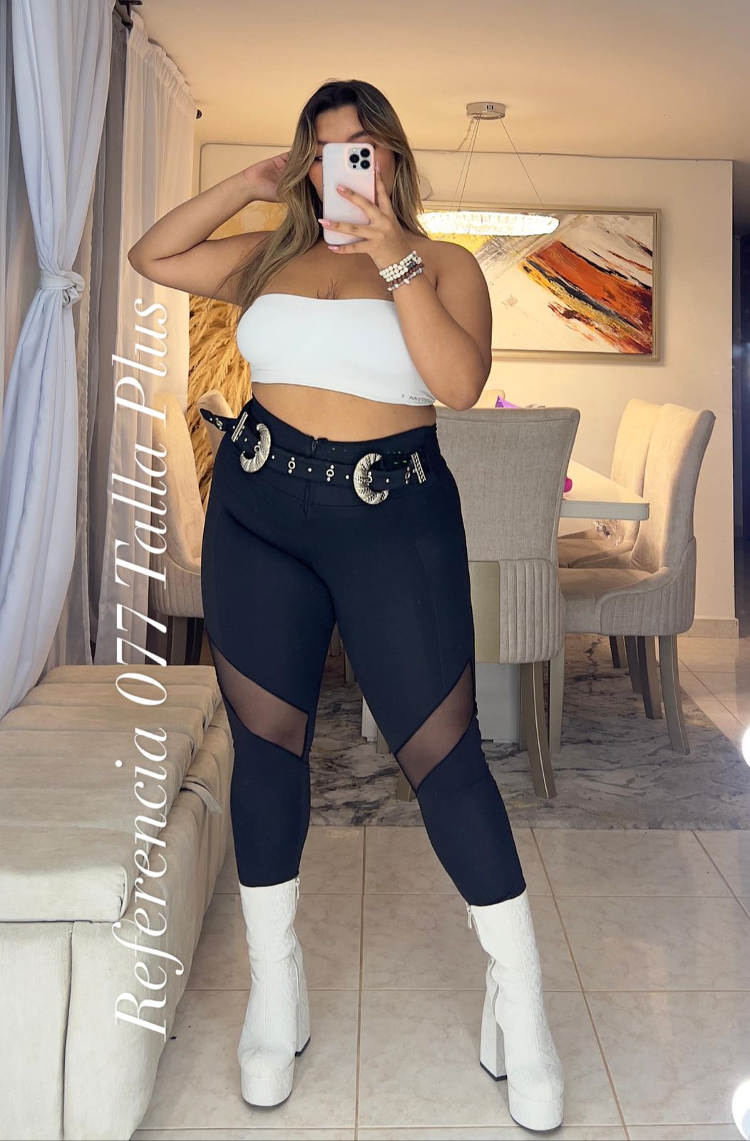 Leggins doble hebilla con malla - Ref 077 Talla Plus