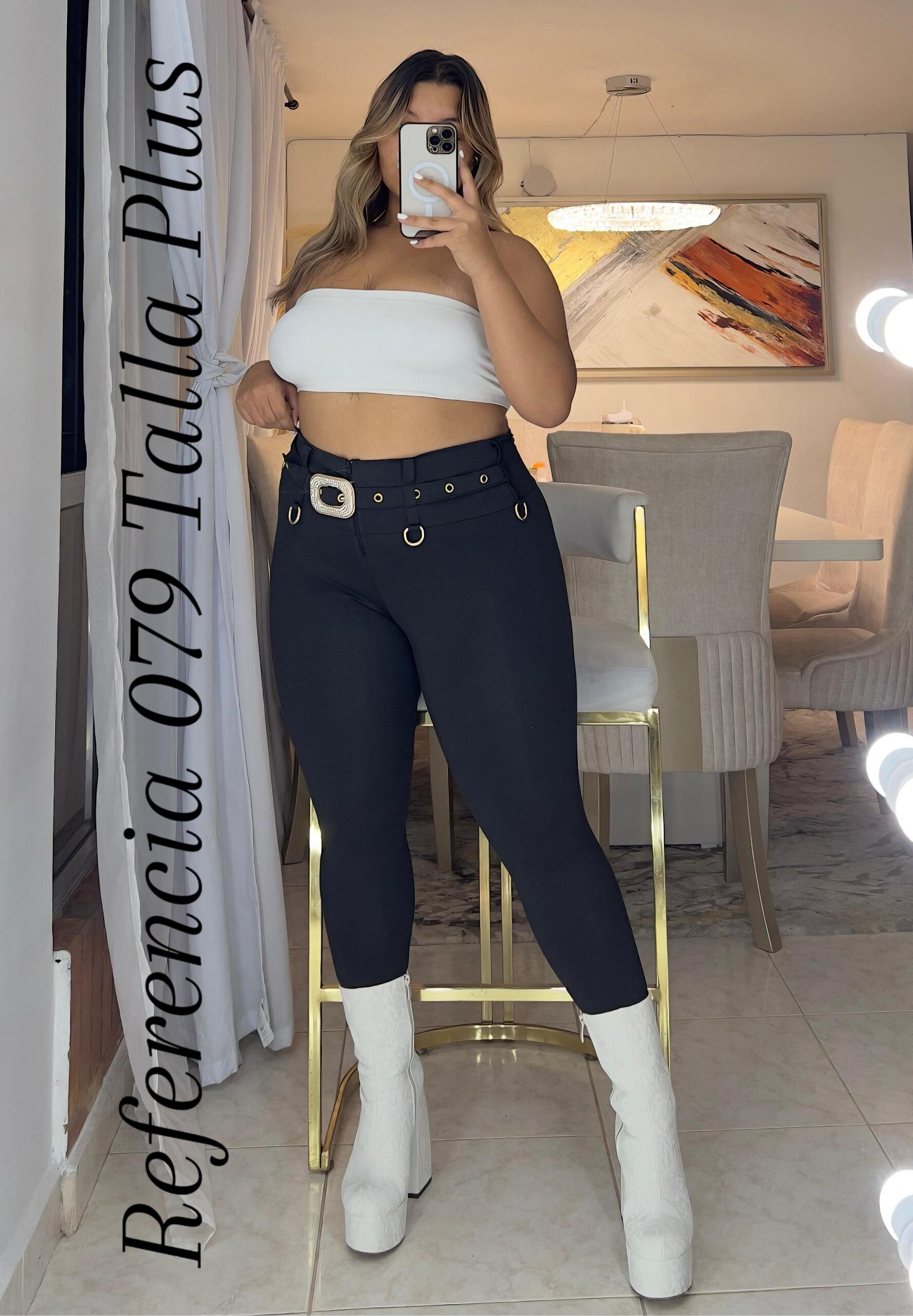 Leggins de hebillas de pedreria y argolla - Ref 079 Talla Plus