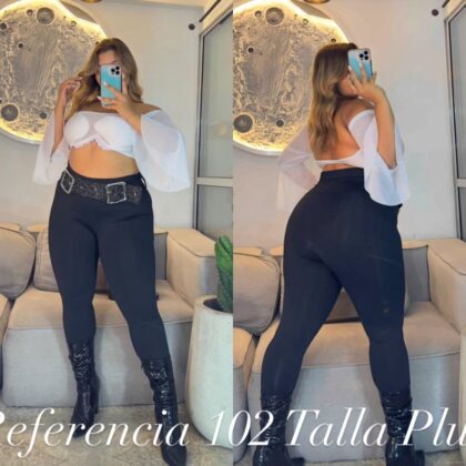 Leggins doble hebilla con correa de pedreria - Ref 102 Talla Plus