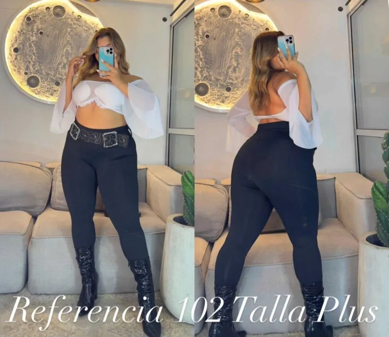 Leggins doble hebilla con correa de pedreria - Ref 102 Talla Plus