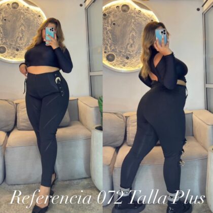 Leggins con hebillas y pretina en efecto cuero - Ref 072 Talla Plus