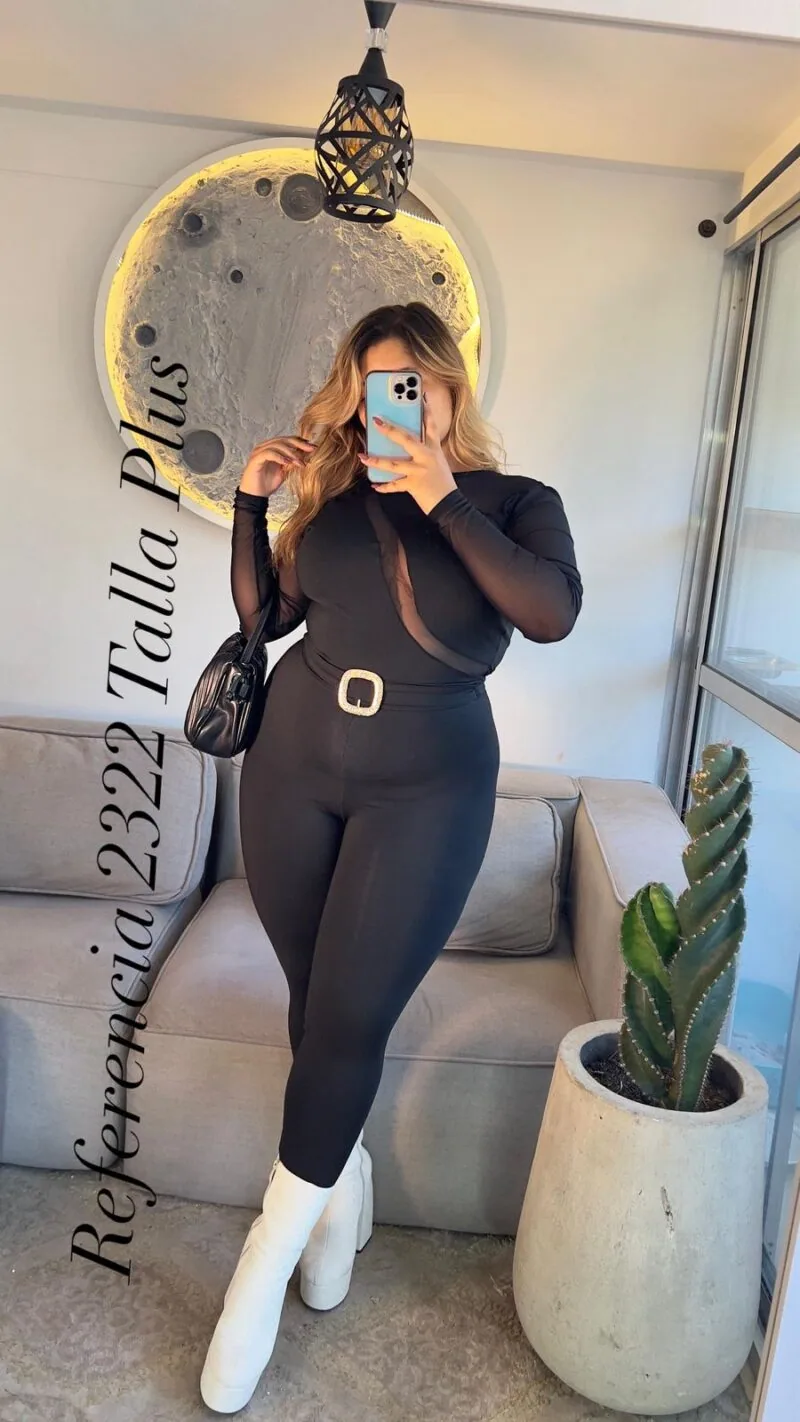 Enterizo de malla tex con hebilla - Ref 2322 Talla Plus