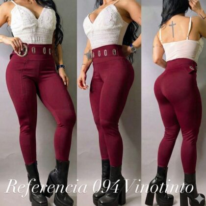 Leggins en color vinotinto hebilla grande - Ref 094 Talla Unica