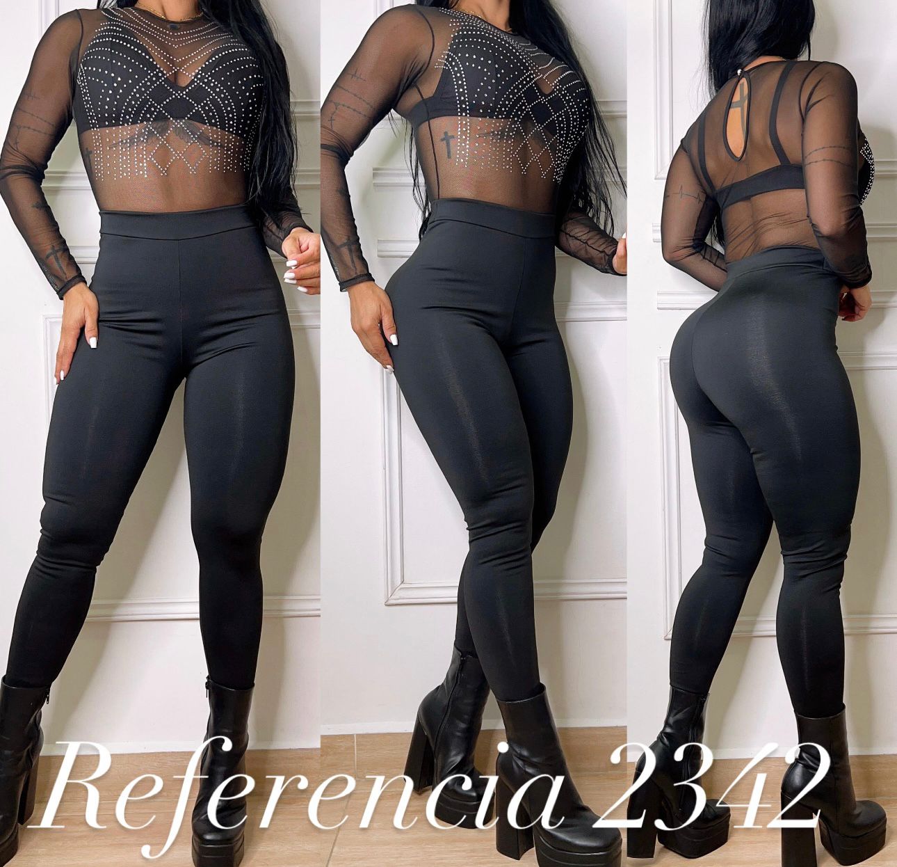 Enterizo de pedreria y top - Ref 2342 Talla Unica - Imagen 2