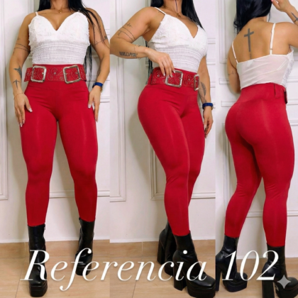 Leggins de hebilla pedreria Color Rojo- Ref 102 Talla Unica