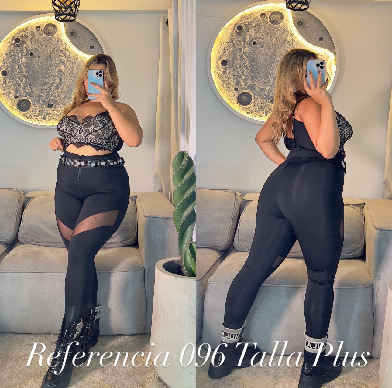 Leggins con pedreria y doble hebilla - Ref 096 Talla Plus