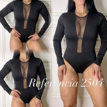 Bodys manga larga con malla control de abdomen - Ref 2504 Talla Unica