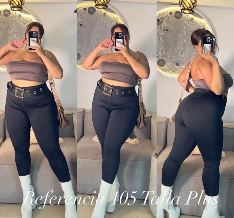 Leggins con hebilla cuadrada y ojal ovalados -  Ref 105 Talla Plus