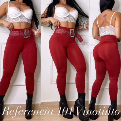 Leggins correa de pedreria y hebilla grande Color Vinotinto- Ref 101 Talla unica