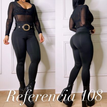 Leggins de con hebilla dorada y botones – Ref 108 Talla Unica
