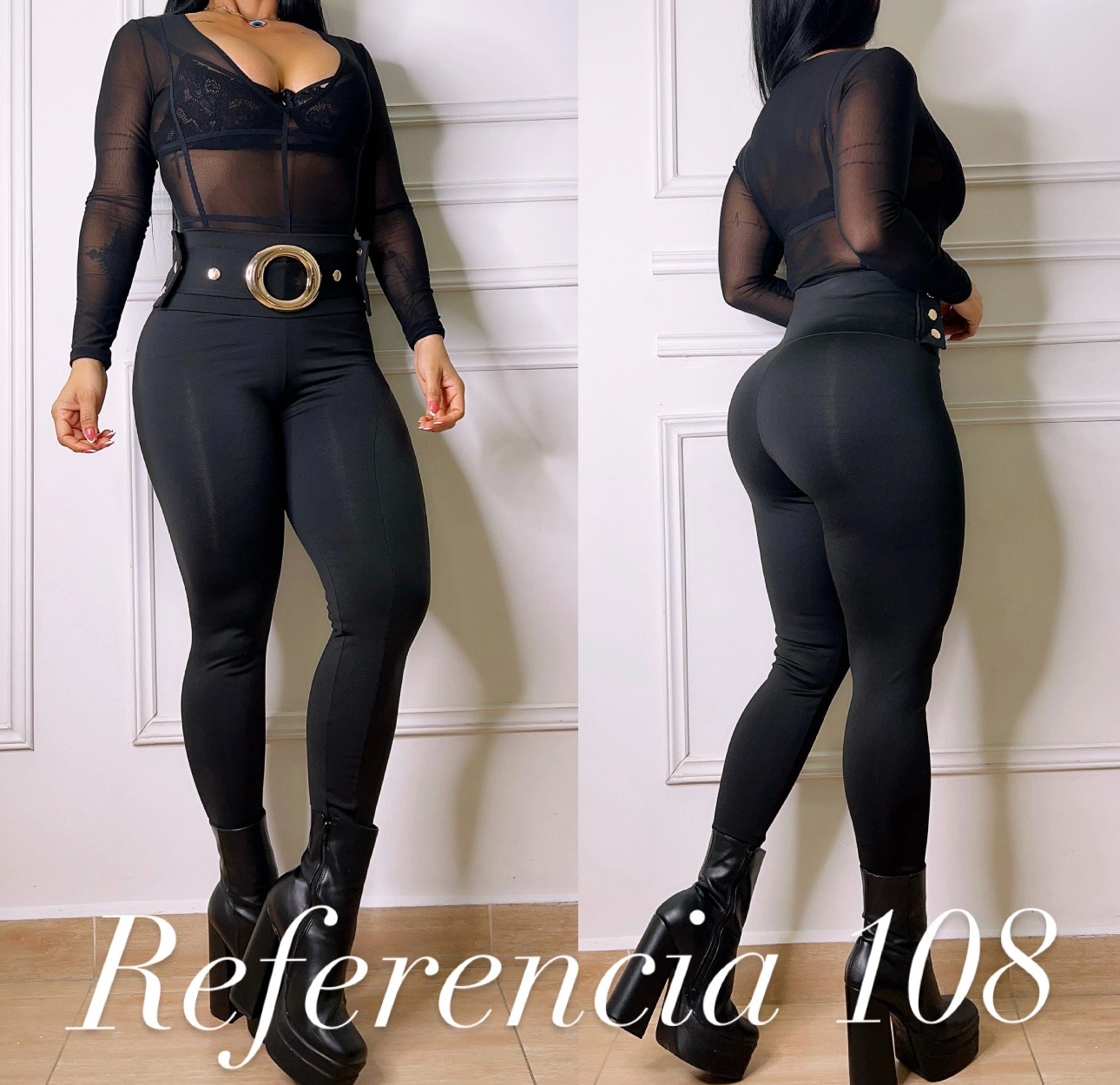 Leggins de con hebilla dorada y botones – Ref 108 Talla Unica