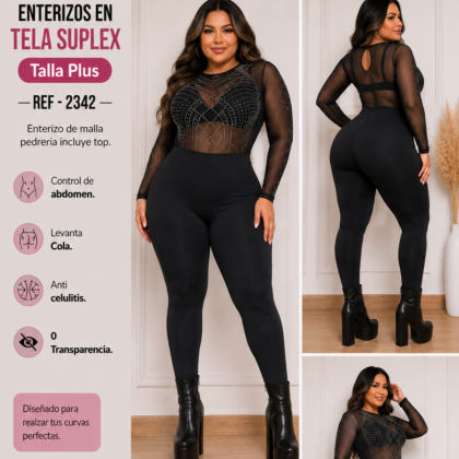 Enterizo de pedreria y top - Ref 2342 Talla Plus
